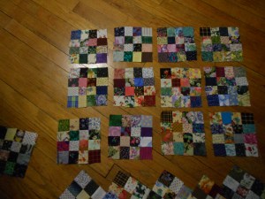 2" scrap squares used to make 16 patch blocks